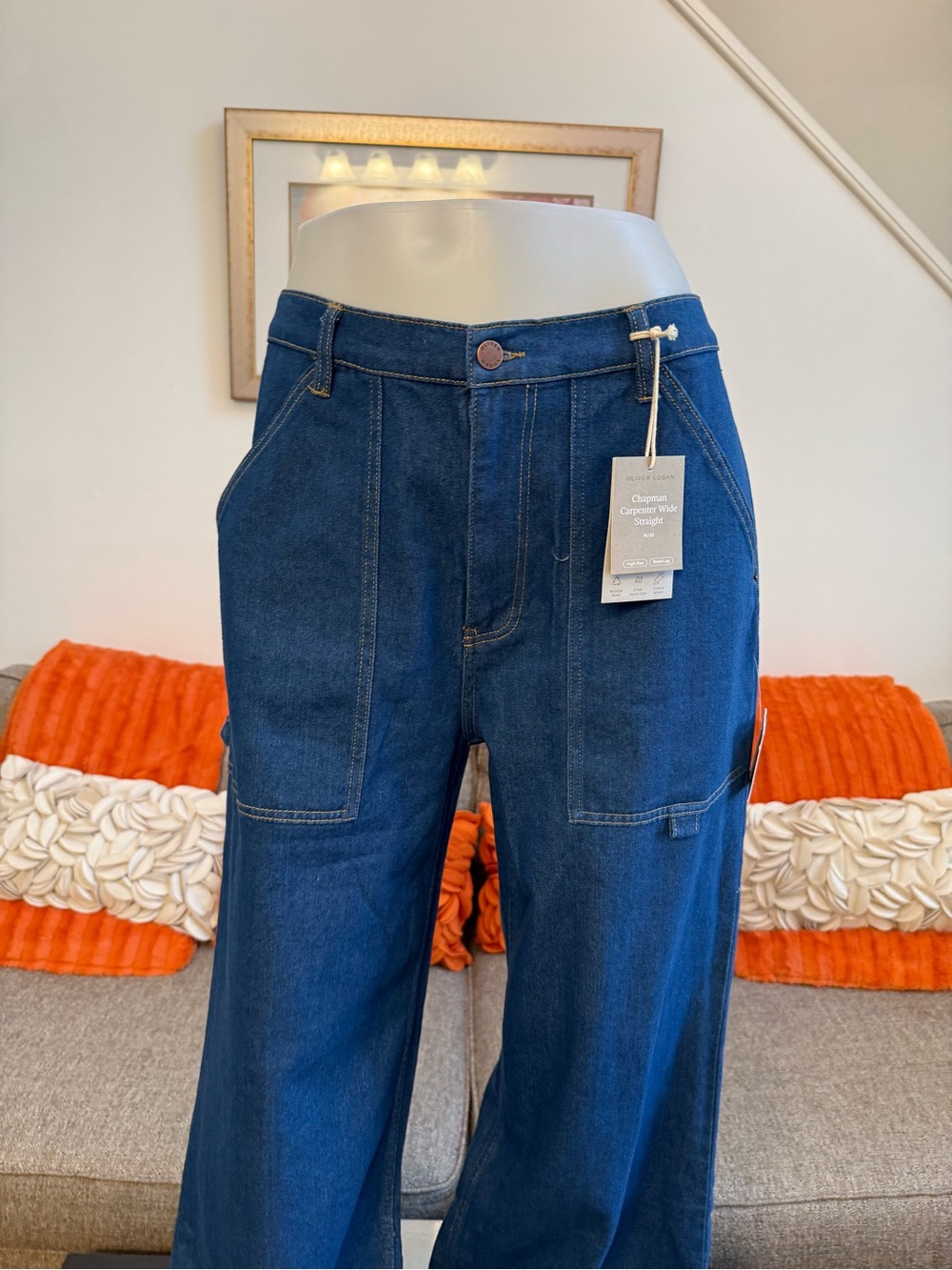 NWT Oliver Logan Chapman Carpenter Straight Wide Leg Super High Rise Jeans - Picture 3 of 10